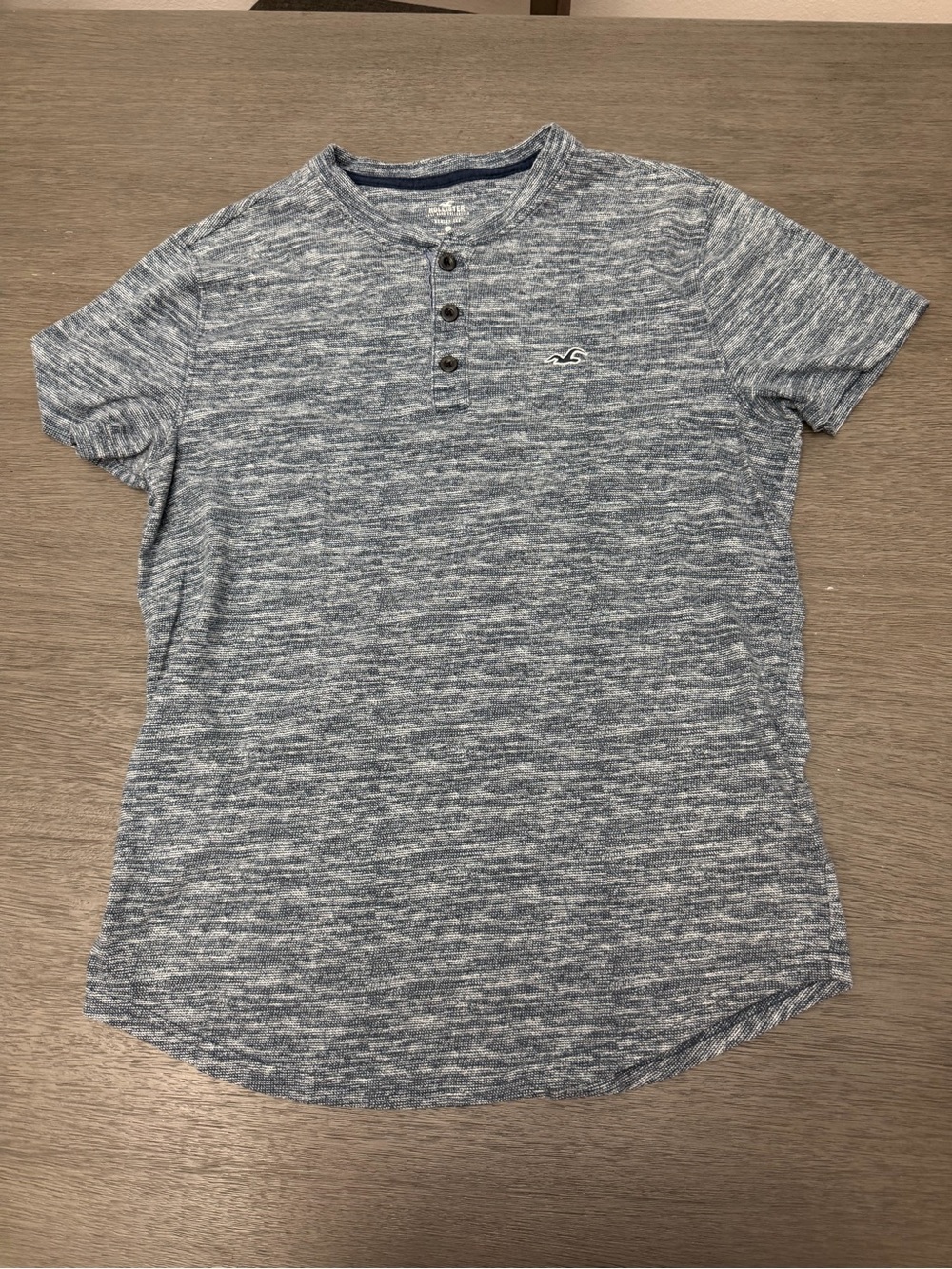 Hollister Marled Light Blue Short Sleeve Henley